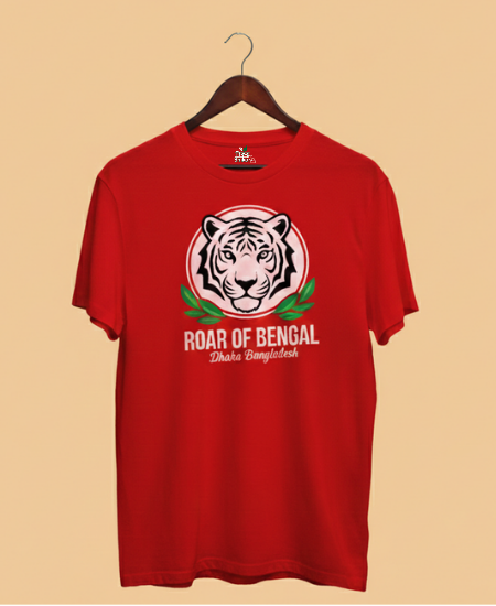 Shikorr T shart Roar of Bengal প্রিমিয়াম কটন টি-শার্ট - ভাইব্রেন্ট রেড