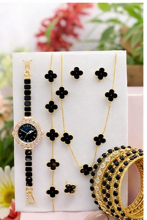 প্রিমিয়াম ব্ল্যাক জুয়েলারি কম্বো সেট