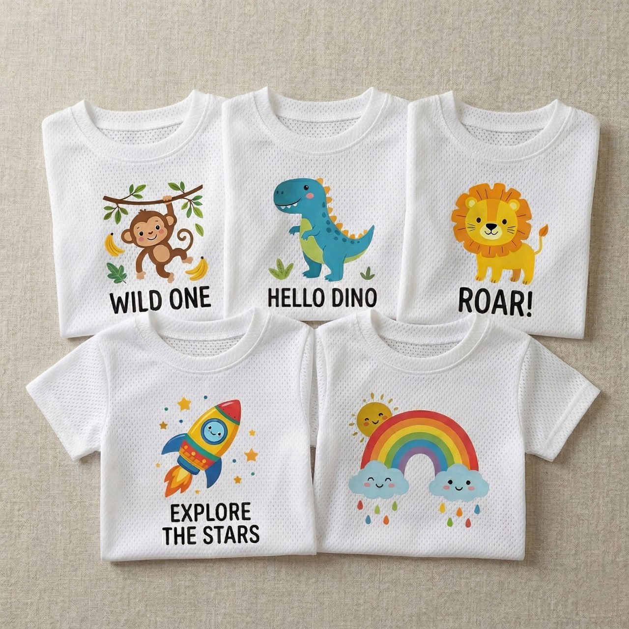 5-Pack Cute Baby White T-Shirt Combo বেবি