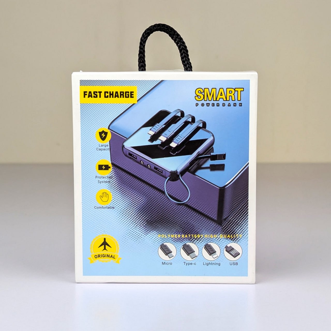 Smart Fast Charge Power Bank (10000mAh) – Built-in 4 Cables