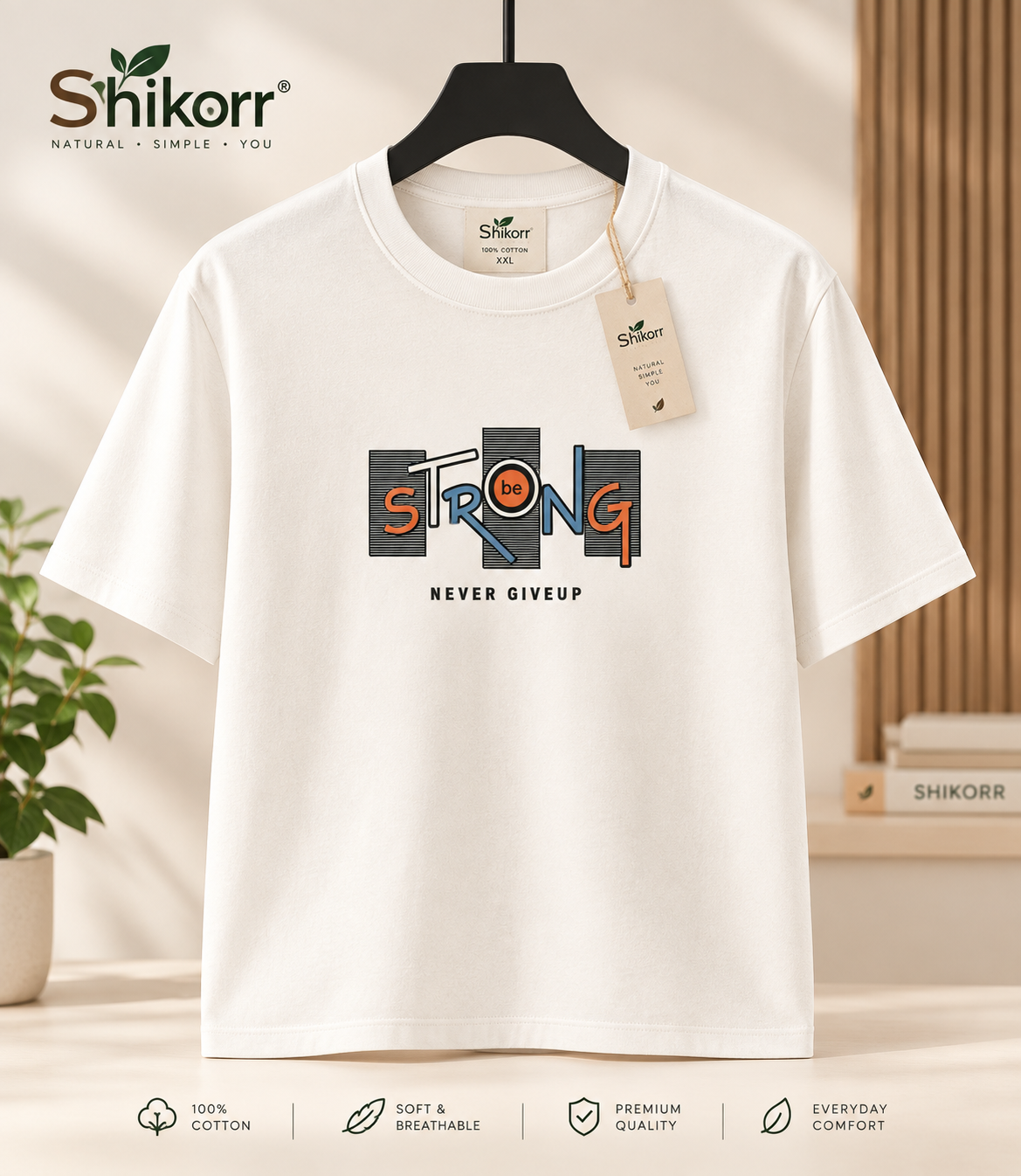 Premium Off-White "Be Strong" Casual T-Shirt